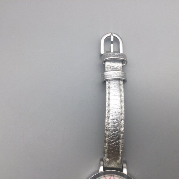 Coach Signature Watch Women 33mm Logo Dial Silver Tone Leather Band New Battery